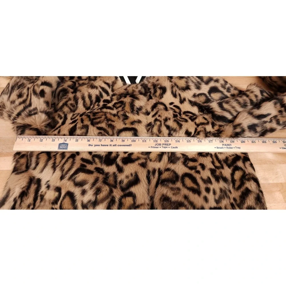 Metric Knits Dyed Rabbit Fur Leopard Bomber Snap‎ Jacket Size Medium